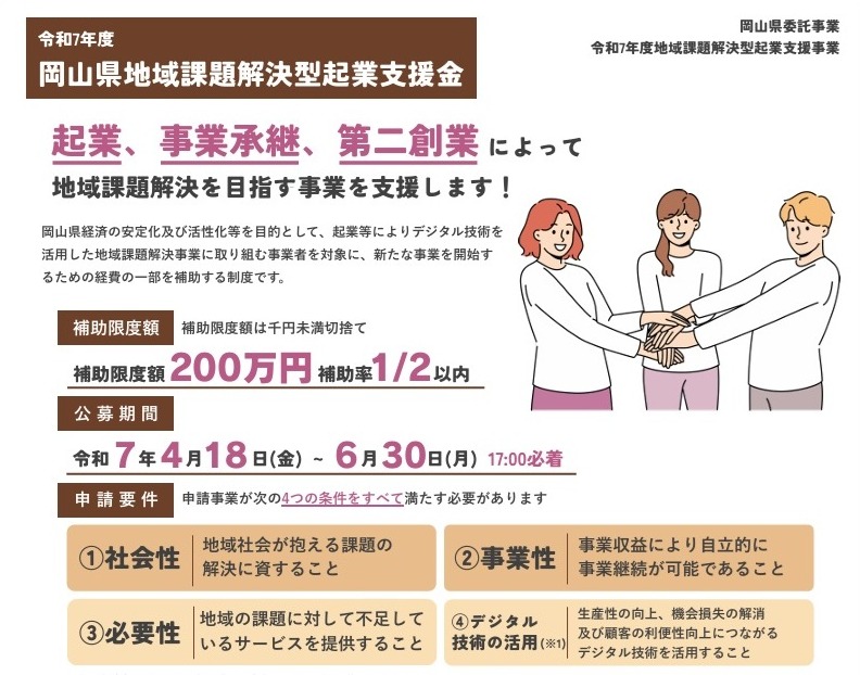 岡山県地域課題解決型起業支援金
