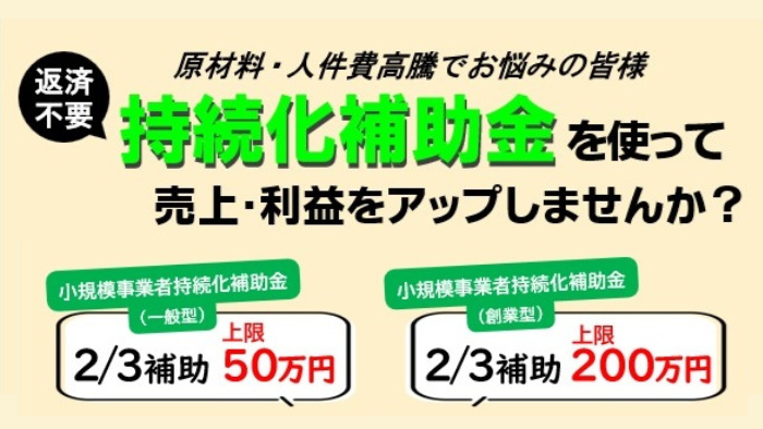 小規模事業者持続化補助金（一般型20回　創業型4回）