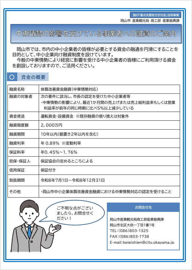中東情勢対応融資